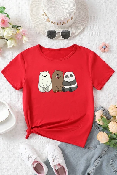 Çocuk Kafadar Ayılar Baskılı Pamuklu Tshirt - Resim 5