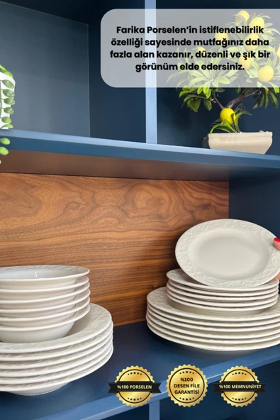 Farika Porselen Bahar 24 Parça 6 Kişilik Porselen Yemek Takımı - 6