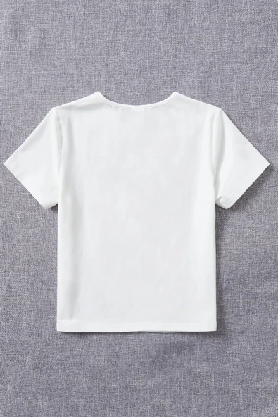 Çocuk Kalp Baskılı Pamuklu Tshirt - 4