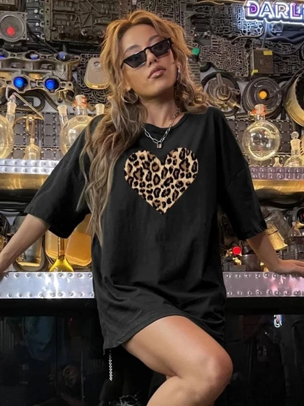 Baskılı T-shirt - Siyah - Resim 2