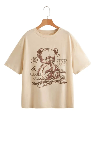 Çocuk Oyuncak Ayı Baskılı Pamuklu Tshirt - 3