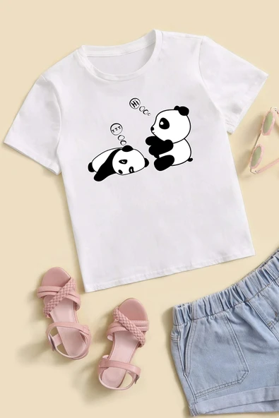 Çocuk Sleep Panda Baskılı Pamuklu Tshirt - 3