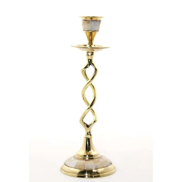 Tekli Pirinç Sedefli Şamdan - 2