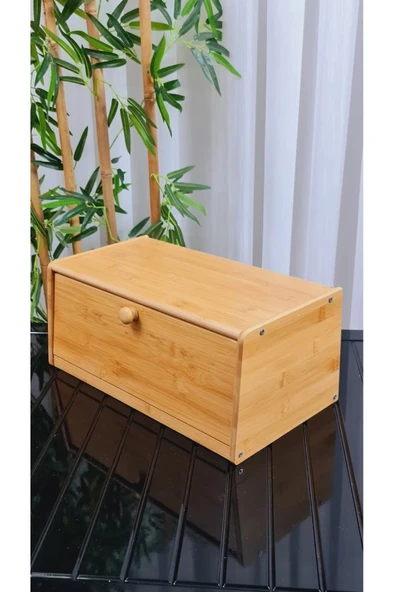 Bambu Ekmek Dolabı Kapaklı Ekmek Kutusu 7236 - 3
