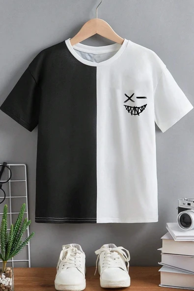 Çocuk Cartoon Face Pamuklu Tshirt - 2