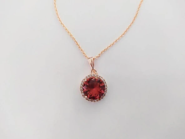 Sultanit (Zultanit) Rose Gold Renk Bukalemun Zirkon Doğal Taşlı Kolye - 3
