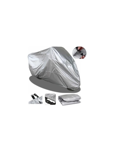 CoverPlus Motosiklet Brandası Motor Branda Tüm Modellere Uyumlu Gri