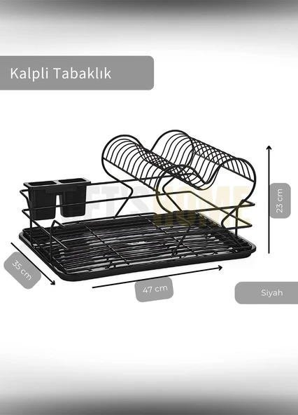 2 Katlı Bulaşıklık Tezgah Üstü Tabaklık BPA FREE Bulaşık Sepeti Kalpli - Resim 3