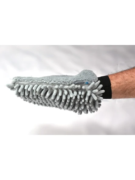 (1 Adet) Mikrofiber Şönil Oto Temizlik ve Kurulama Eldiveni 16X24 Cm. Gri - 3