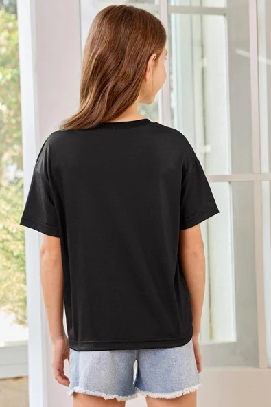 Çocuk Fine Baskılı Pamuklu Tshirt - Resim 4