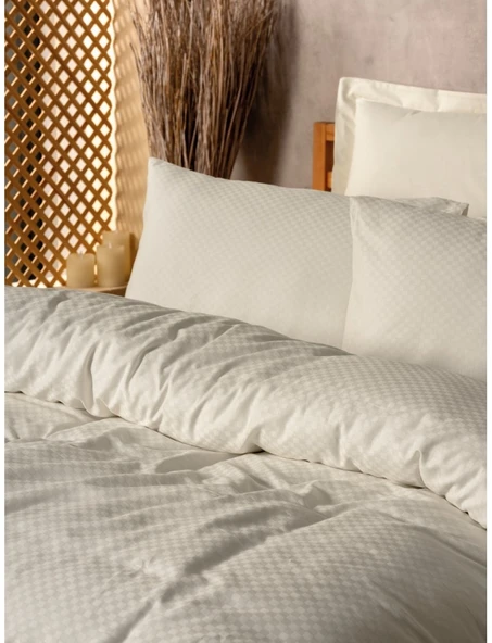 Cotton Box Plaıd Ranforce Tek Kişilik Nevresim Takımı KREM - 3