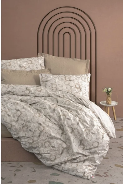 Cotton Box Rnf Minimal Çift Kişilik Nevresim Takımı lastikli çarşaf Moıl Bej