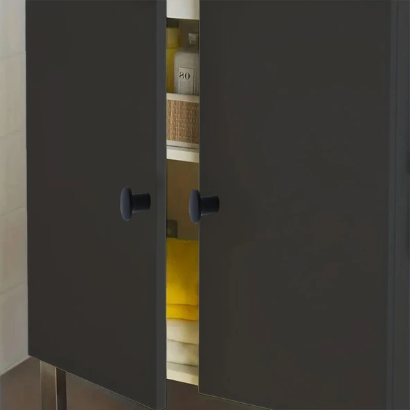 Avcı Siyah Metal Kulp Düğme Tek Vidalı Çekmece Kulbu Kulpları Mutfak Mobilya Dolabı Dolap Kulpu - Resim 4