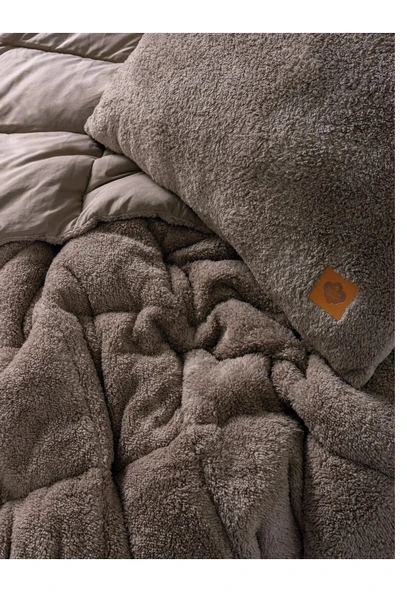 Cotton Box Tek Kişilik Peluş Yorgan Seti Bej - 2