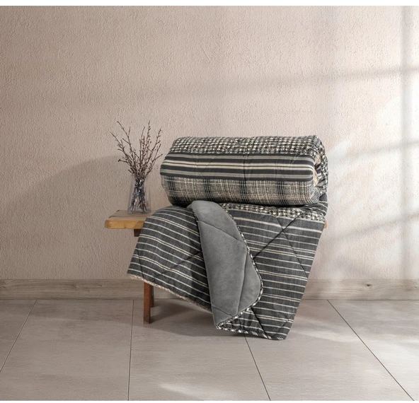 Cotton Box Velvet Tek Kişilik Yorgan Tımbre Antrasit 155*215