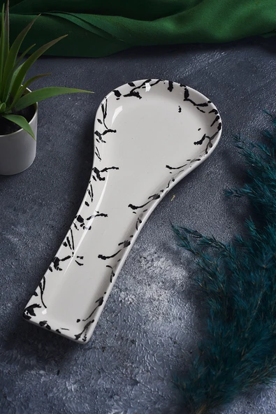 Piatti Naturali Seramik Mermer Desen Kirli Kaşıklık Tezgah Üstü Kepçe Kaşık Altlığı