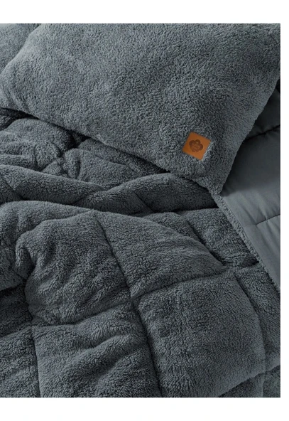 Cotton Box Çift Kişilik  Peluş Yorgan Seti Gri - 3