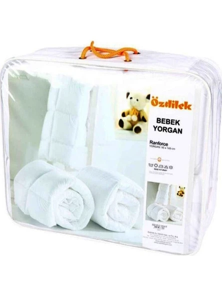 Özdilek Ranforce %100 Pamuk Kumaş Bebek Yorganı (95x145)-Beyaz