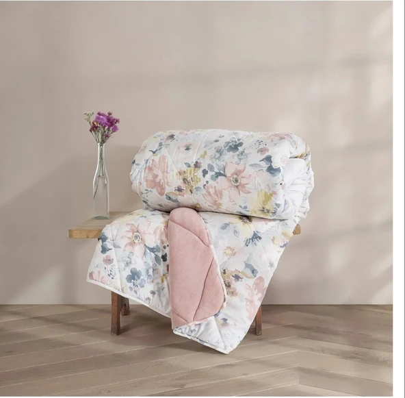 Cotton Box Velvet Tek Kişilik Yorgan Dalya Pudra 155*215