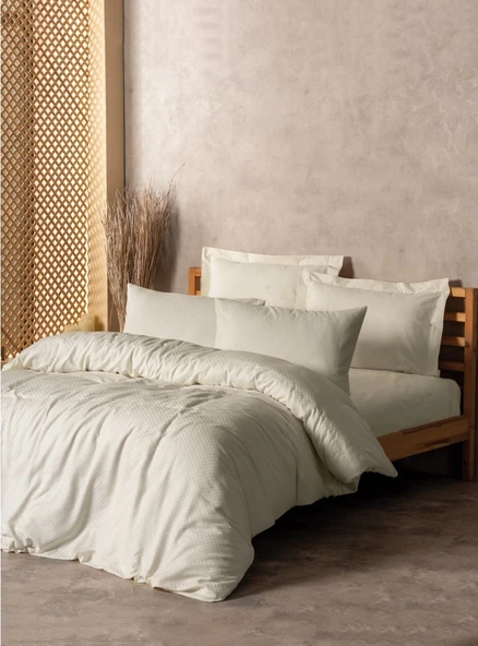 Cotton Box Plaıd Ranforce Tek Kişilik Nevresim Takımı KREM