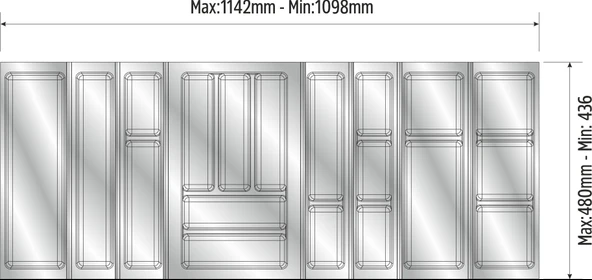 Mutfak Çekmece Içi Düzenleyici, Kaşıklık 114Cm X 48Cm Yanlar Ve Boydan 4Cm Kesilebilir, Antrasit - 3