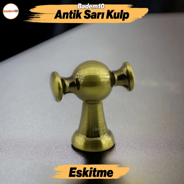 Manolya Antik Sarı Kulp Düğme Tek Vidalı Çekmece Kulbu Kulpları Mutfak Mobilya Dolabı Dolap Kulpu