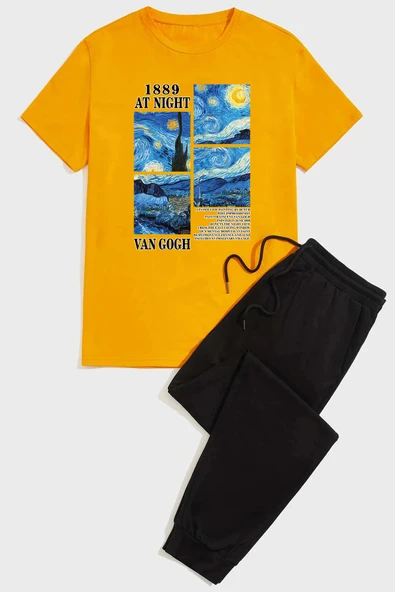 Unisex Van Gogh Baskılı Eşofman Takımı - 3