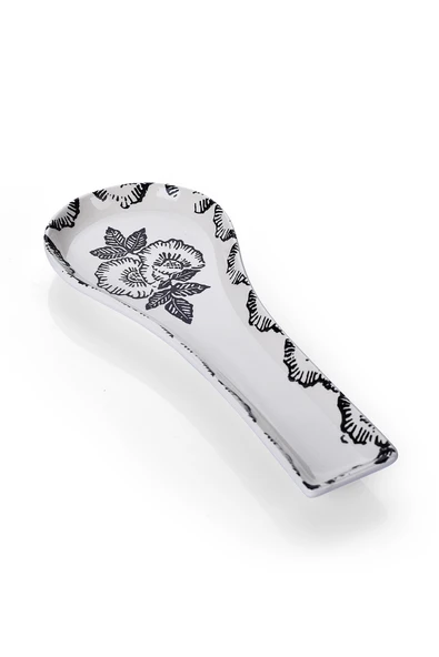 Piatti Naturali Seramik Black Rose Desen Kirli Kaşıklık Tezgah Üstü Kepçe Kaşık Altlığı - 2