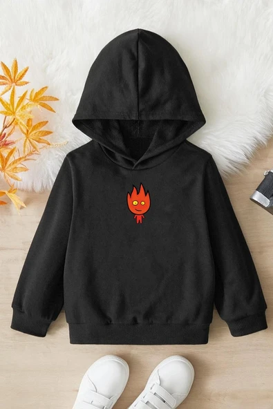 Çocuk Ateş Baskılı Sweatshirt