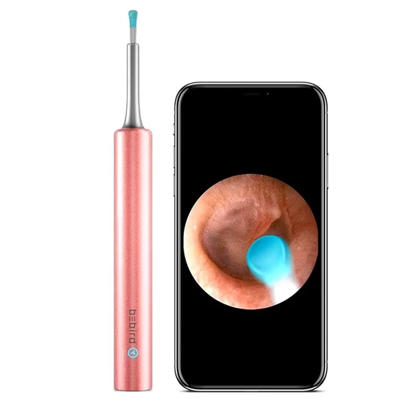 Bebird T5 5MP Kamera 3.5mm Lens Şarjlı Wifi Görüntülü Kulak Temizleyici Pembe Renk