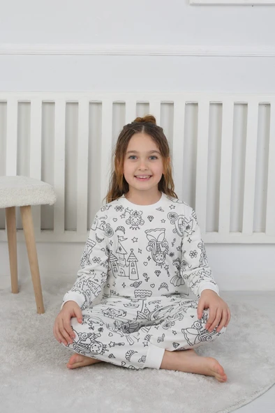 Hayal Gücünü Giy! Boyanabilir Pijama Takımı - Her Yıkamada Yeniden Tasarla - Kalem Hediyeli - 6