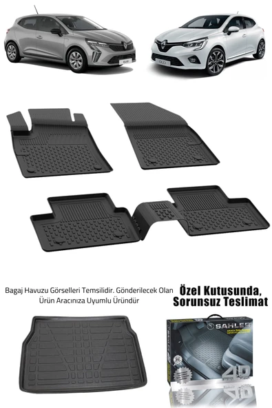 Sahler Renault Clio 5 2020+ Uyumlu 4.5D SAHLER Premium Havuzlu Paspas ve Liner Marka 3D Bagaj Havuzu - Clio - Resim 2
