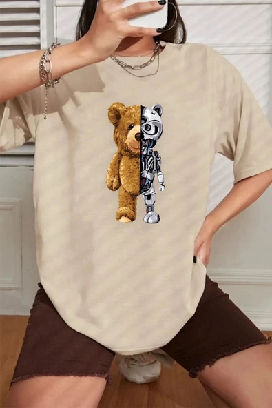 Unisex Boys Bear Baskılı T-shirt - Resim 3
