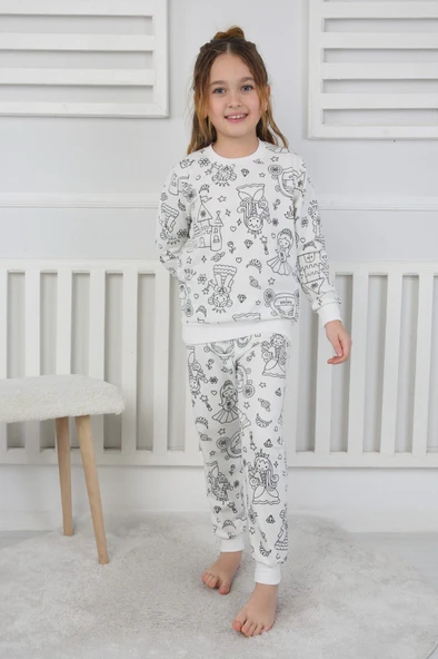 Hayal Gücünü Giy! Boyanabilir Pijama Takımı - Her Yıkamada Yeniden Tasarla - Kalem Hediyeli - 1