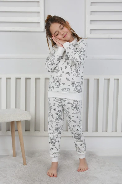 Hayal Gücünü Giy! Boyanabilir Pijama Takımı - Her Yıkamada Yeniden Tasarla - Kalem Hediyeli - 2