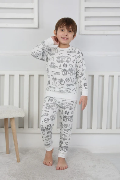 Boyanabilir Çocuk Pijama Takımı + Kalem Hediyeli I Renkli Rüyalar I Her Yıkamada Yeniden Tasarla - 3