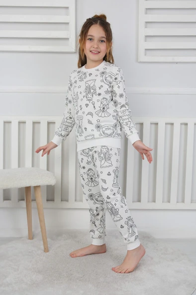 Hayal Gücünü Giy! Boyanabilir Pijama Takımı - Her Yıkamada Yeniden Tasarla - Kalem Hediyeli - 7