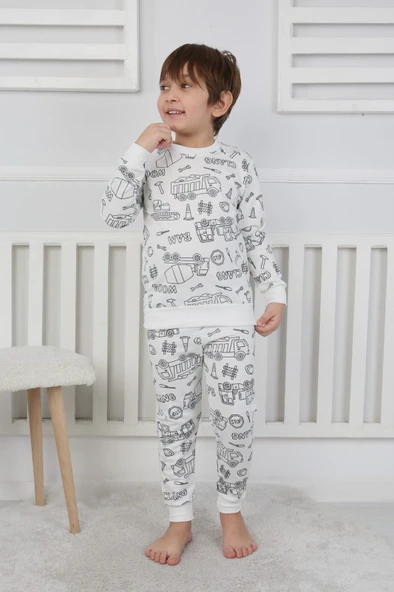 Boyanabilir Çocuk Pijama Takımı + Kalem Hediyeli I Renkli Rüyalar I Her Yıkamada Yeniden Tasarla - 10