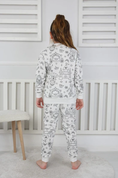 Hayal Gücünü Giy! Boyanabilir Pijama Takımı - Her Yıkamada Yeniden Tasarla - Kalem Hediyeli - 4