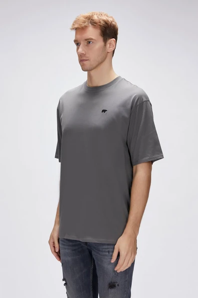 Bad Bear Damon Antrasit Erkek Oversize Tişört - Resim 3