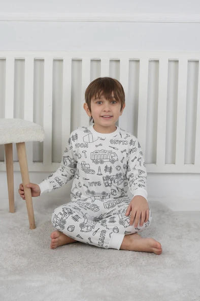Boyanabilir Çocuk Pijama Takımı + Kalem Hediyeli I Renkli Rüyalar I Her Yıkamada Yeniden Tasarla - 8