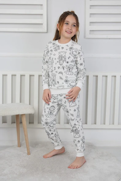 Hayal Gücünü Giy! Boyanabilir Pijama Takımı - Her Yıkamada Yeniden Tasarla - Kalem Hediyeli - 8