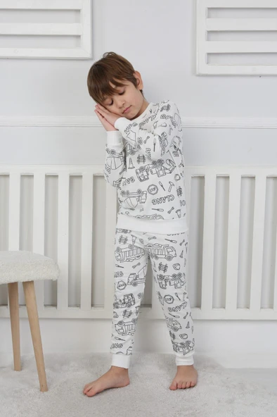 Boyanabilir Çocuk Pijama Takımı + Kalem Hediyeli I Renkli Rüyalar I Her Yıkamada Yeniden Tasarla - 6