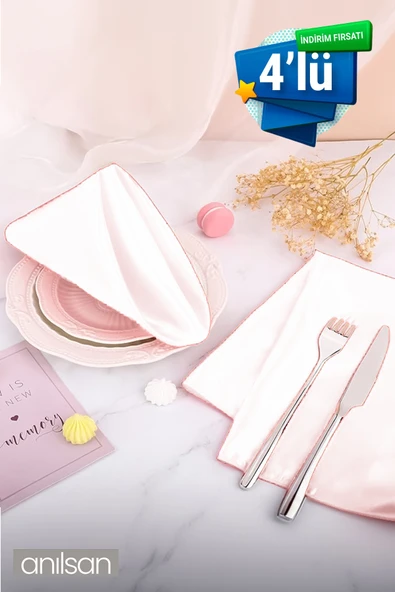 4’lü %100 Pamuk Kumaş Peçete Beyaz 50x50 Cm Mutfak Bezi Sofra Sunum Servis Peçetesi