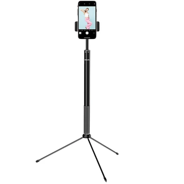 Philips 2in1 Tripod Standlı Youtube Tiktok Selfie Çekim Işıklı Telefon Tutucu - Makyaj Işığı DLK3621N/93