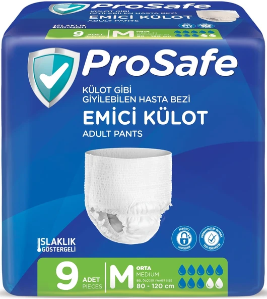 Prosafe Emici Külot Hasta Bezi Orta-Medium (İç Adet 9) Tekli Pk