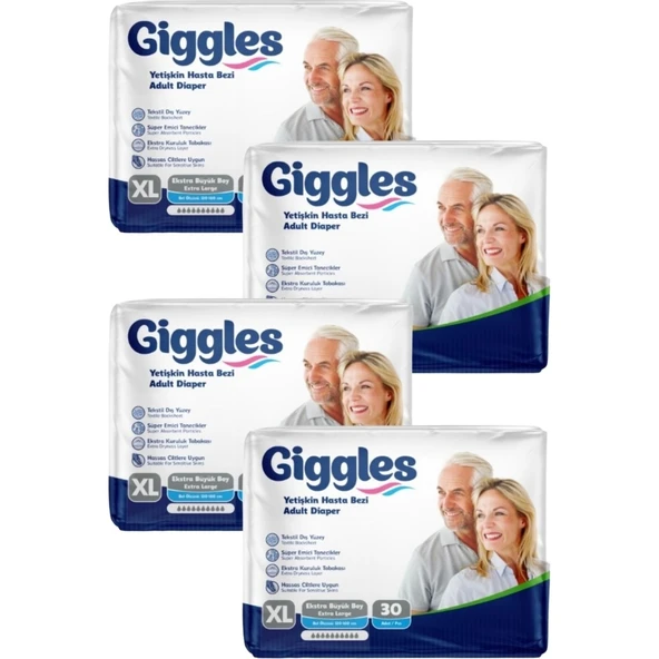 Giggles Belbantlı Ekstra Büyük Boy XL 30'lu 4 Adet Hasta Bezi