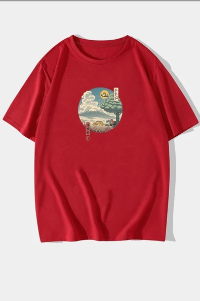 Unisex Neighbor's Ukiyo E Baskılı T-shirt - Resim 5