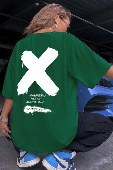 Unisex Sometimes X Baskılı T-shirt