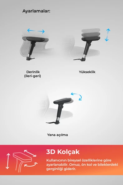 Ergolife Synchrosit 10 Ergonomik Ofis Sandalyesi | Bel Destekli, Fileli Sırt Destekli, Çalışma Sandalyesi -1F6.7.1.544 - 5